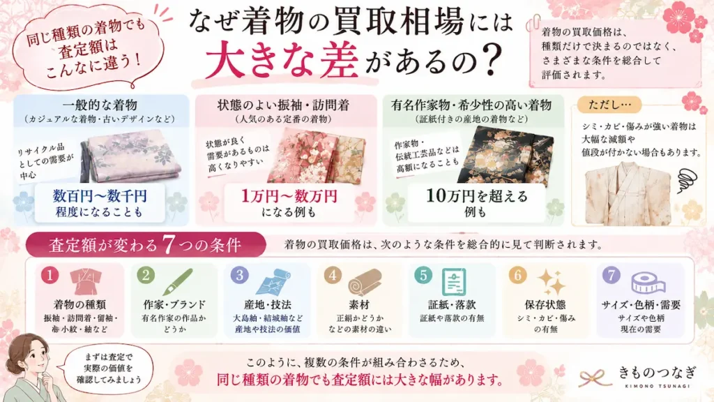 同じ種類の着物でも買取相場に差が出る理由