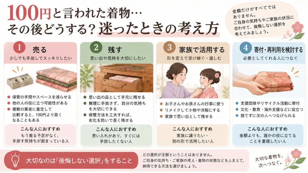 100円と言われた着物を売る・残す・活用する・寄付する選択肢