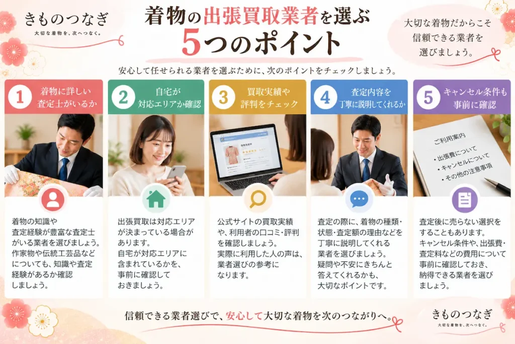 着物の出張買取業者を選ぶ5つのポイント