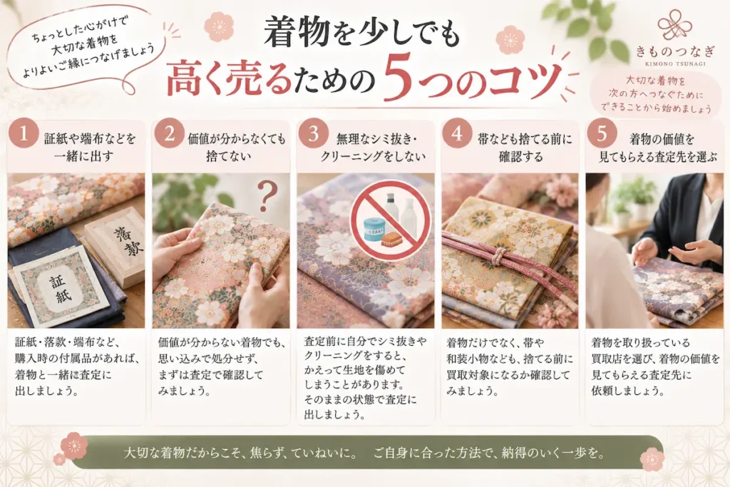 着物を少しでも高く売るための5つのコツ