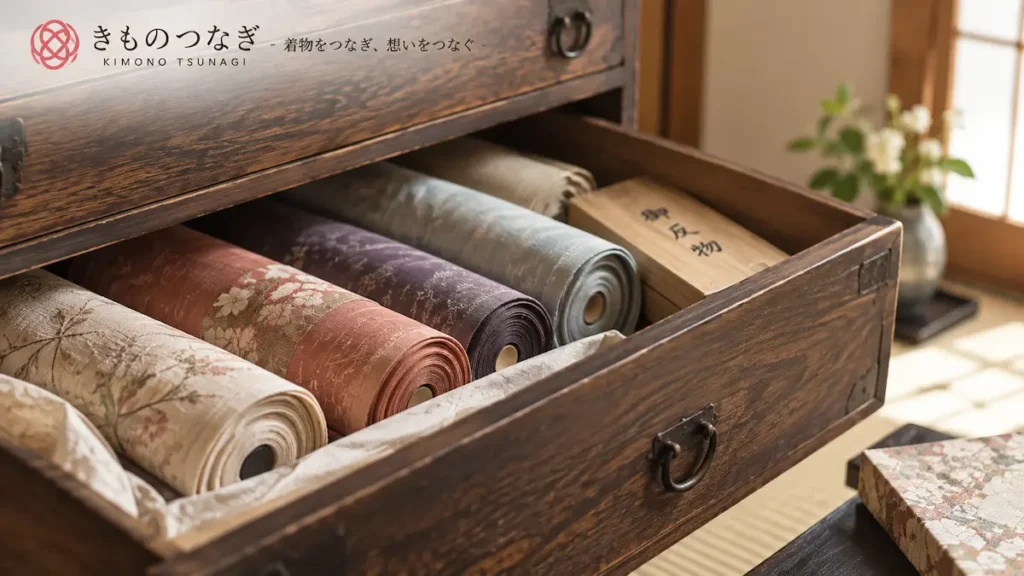 タンスに保管されていた古い反物