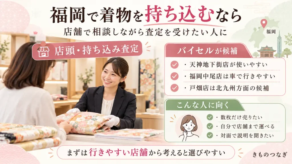 福岡で着物を持ち込み査定するときのバイセル店舗の選び方