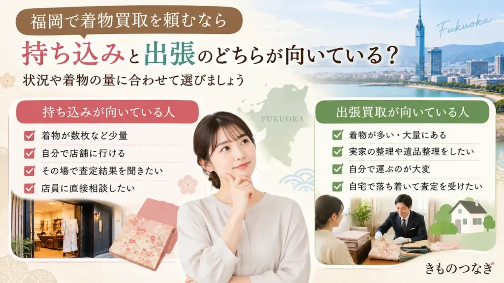 福岡の着物買取で持ち込みと出張のどちらが向いているか比較
