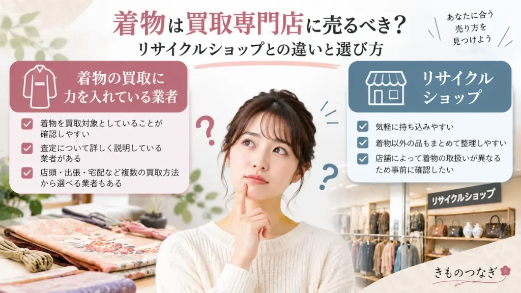 着物買取専門店とリサイクルショップの違いと選び方