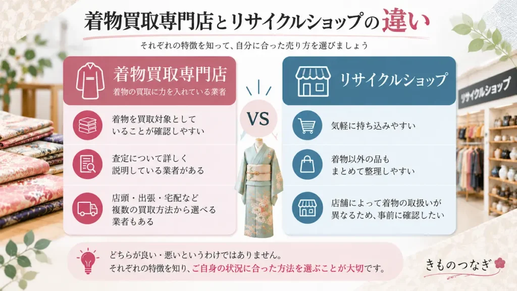 着物買取専門店とリサイクルショップの違い