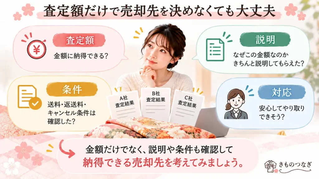 着物の査定額だけでなく説明や条件も確認するポイント