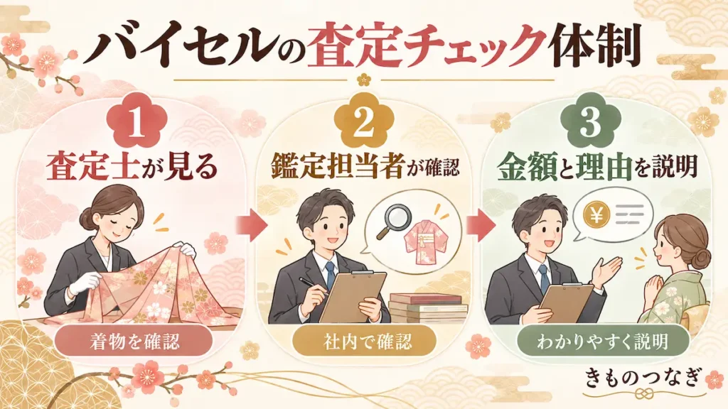 バイセルの着物査定のチェック体制
