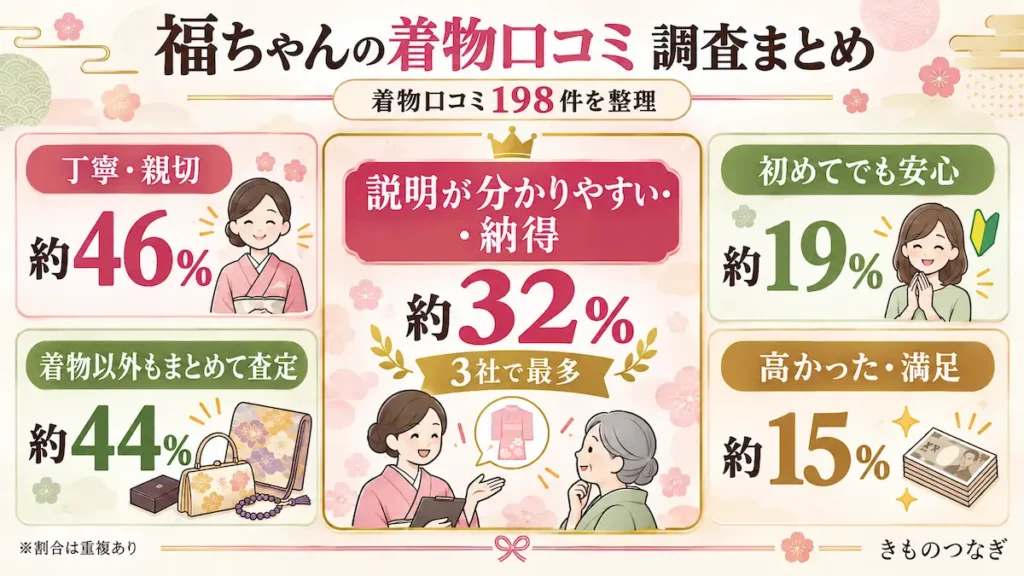 福ちゃんの着物口コミ198件で多かった内容