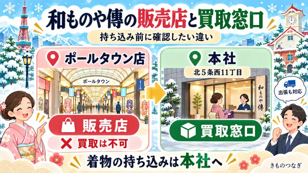 和ものや傳の販売店と着物の買取窓口の違い