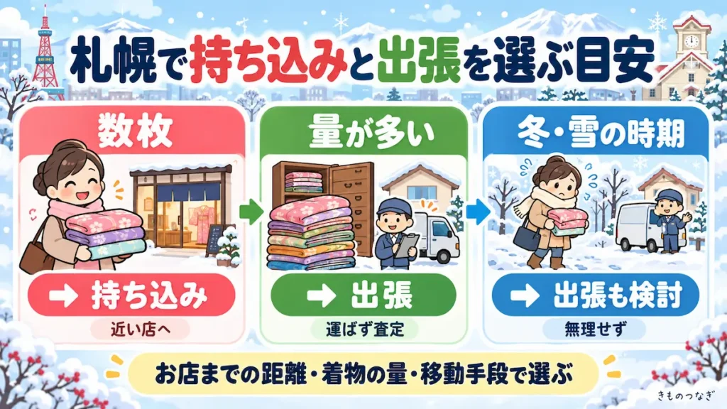 札幌で持ち込みと出張を選ぶときの目安