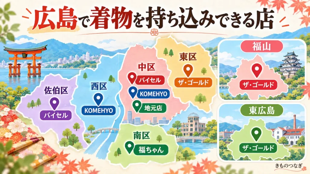 広島で着物を持ち込みできる買取店の場所