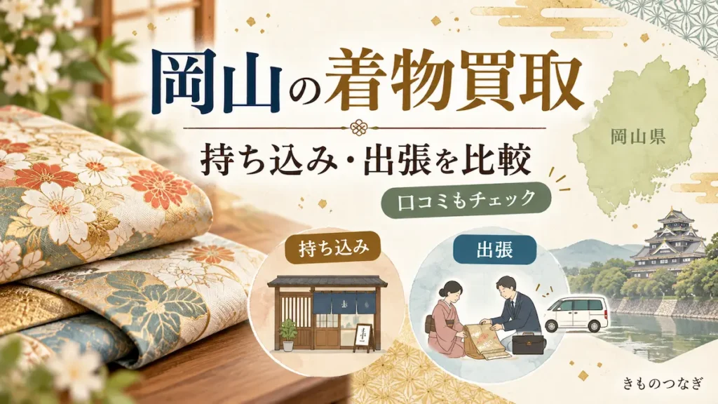 岡山の着物買取で持ち込み・出張買取と口コミを比較する記事のアイキャッチ画像