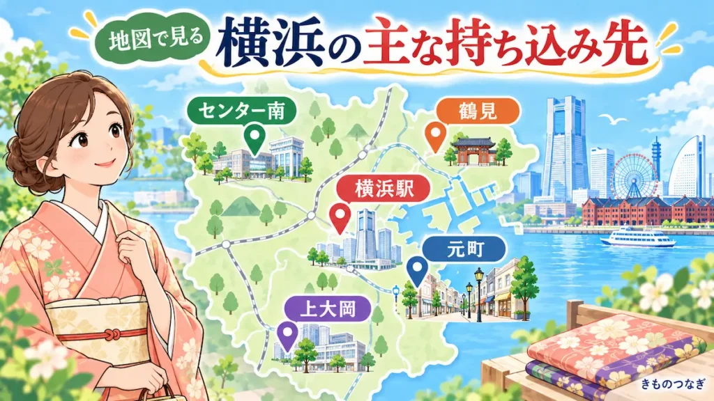 横浜の主な着物買取持ち込み先5エリア