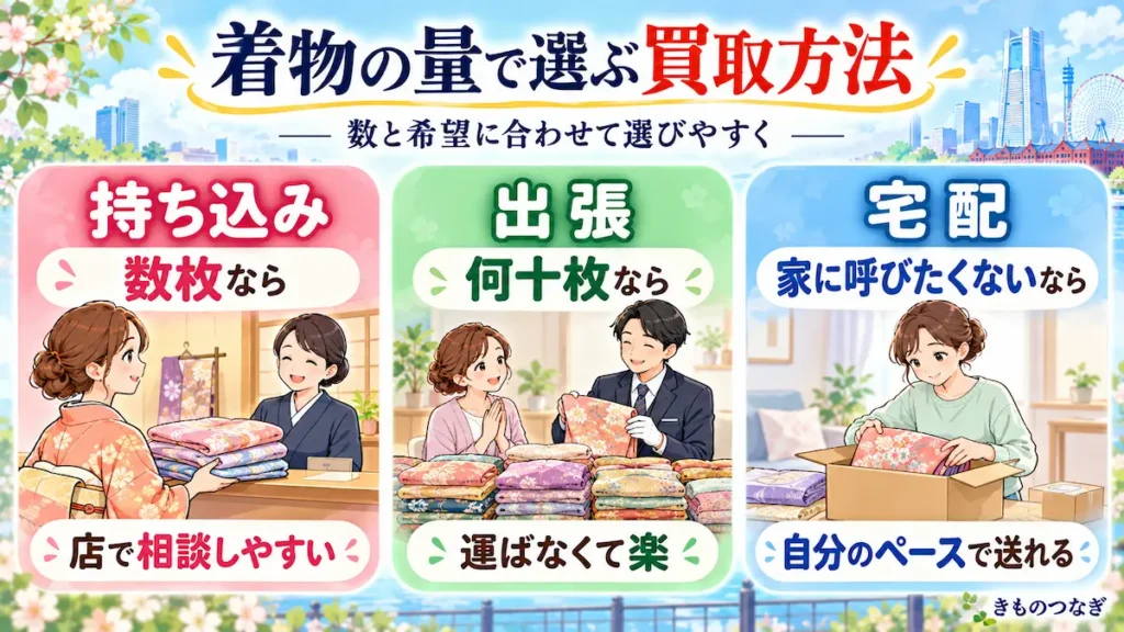 着物の量や希望に合わせた買取方法の選び方