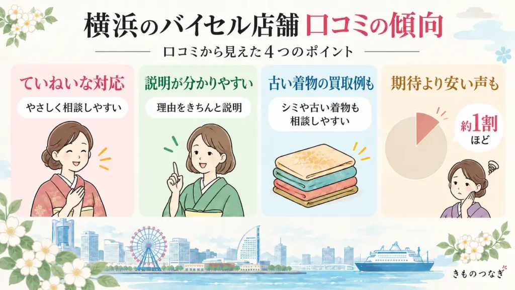 横浜のバイセル店舗の着物買取口コミの傾向