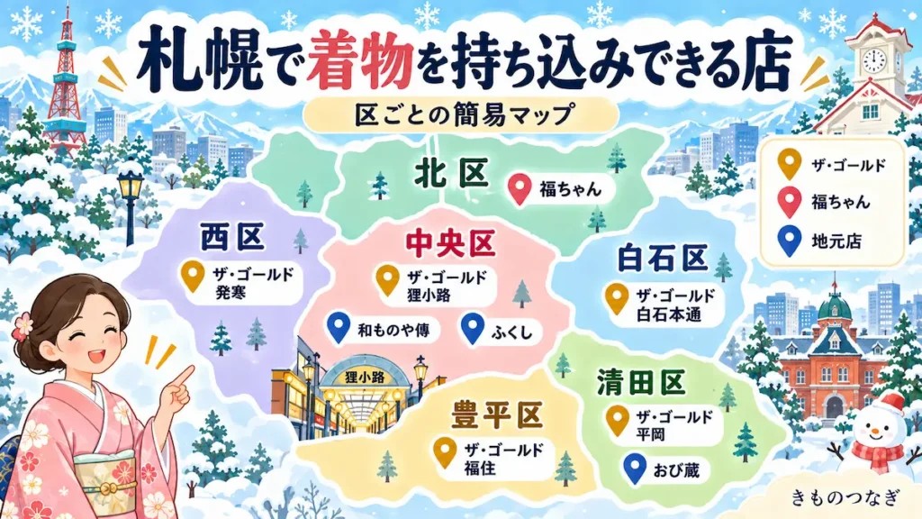 札幌で着物を持ち込みできる買取店の場所